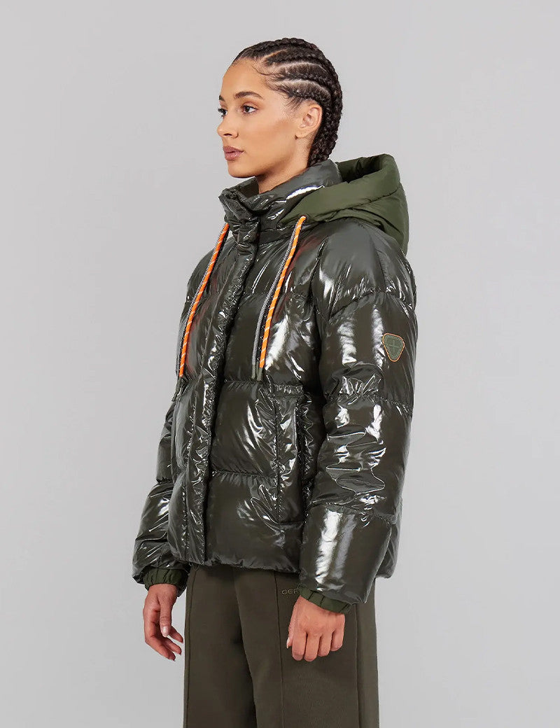 Gertrude  -  Doudoune kaki brillante femme