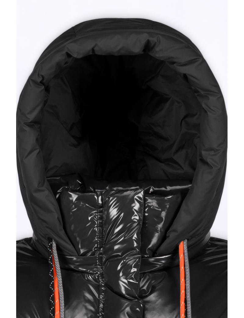 Gertrude  -  Doudoune noire brillante femme